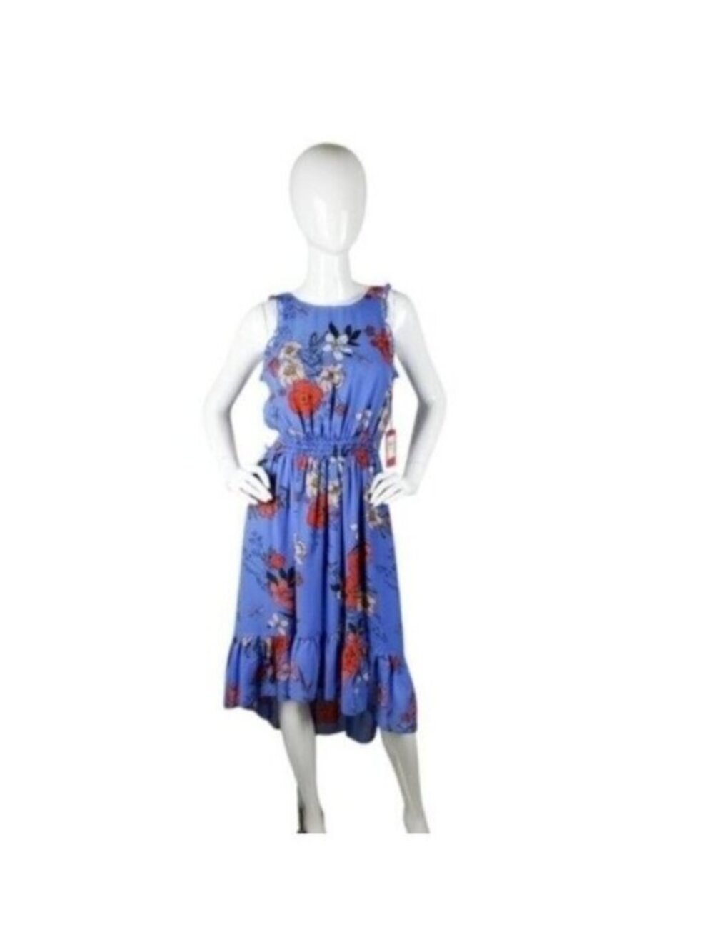 Vince Camuto Floral Ruffled High Low Dress Blue Size 4